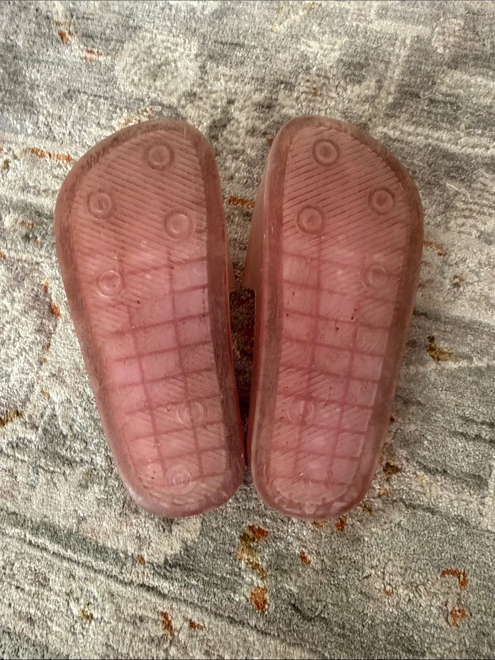 Kids Mini Melissa Pink Translucent Slide Sandals with Brown Trim